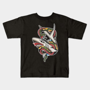 Shark Snake Battle Tattoo Design Kids T-Shirt